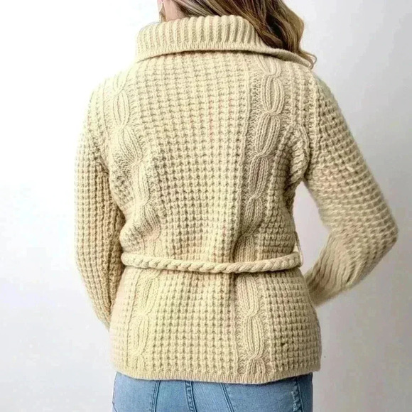 Gaeltarra Pure Wool Aran Knit Vintage Fisherman Sweater - S - Picture 3 of 7